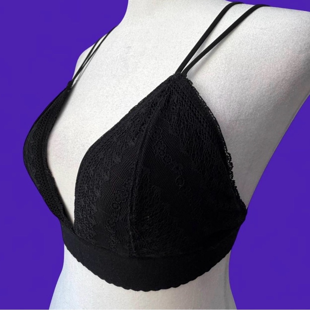 Source Unknown Black Lace Triangle Bralette